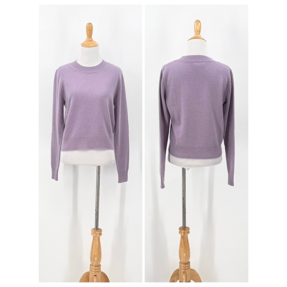Reformation Sweater Women Small Purple Cashmere Knit Long Sleeve Crewneck - Picture 3 of 16